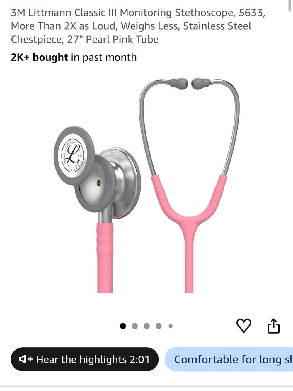 Littmann Classic III Stethoscope in Pearl Pink